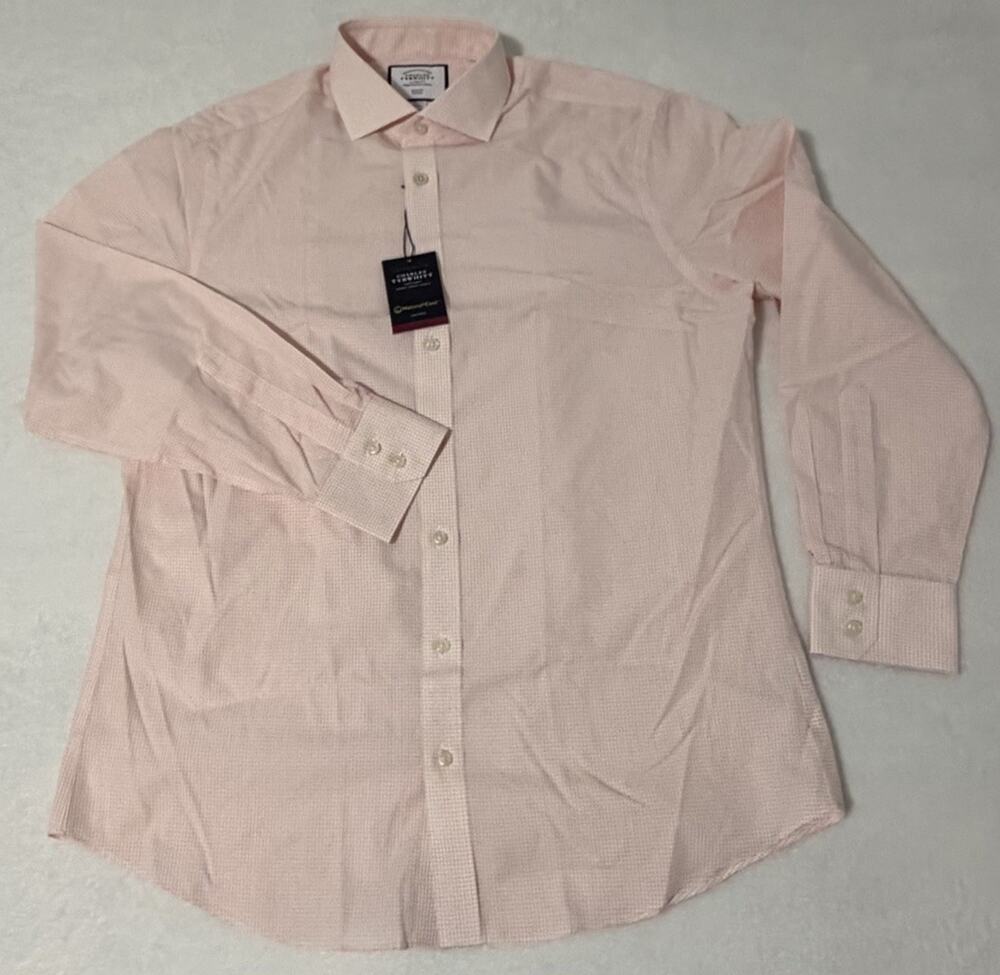 New With Tags Charles Tyrwhitt Slim Fit Dress Shirt Men 16.5 x 34 Pink